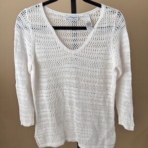 Villager White V-Neck Sweater